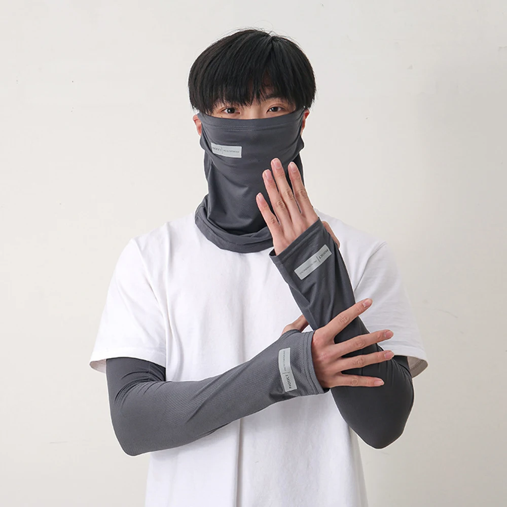 Summer Sunscreen Balaclava Mask And Arm Sleeve Set Unixes Ear Hanging Face Protection Mask Sun Protection Arm Cover For Cycling