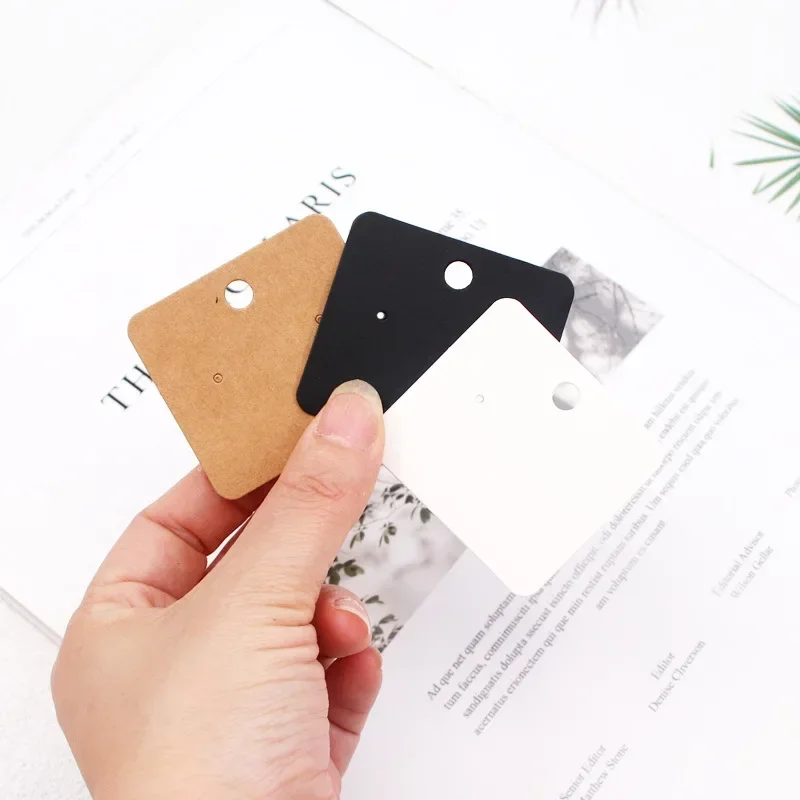 

100pcs Paper Earrring Handmade Style Earring Card 5x5cm Black Brown /white DIY Jewelry Package Card