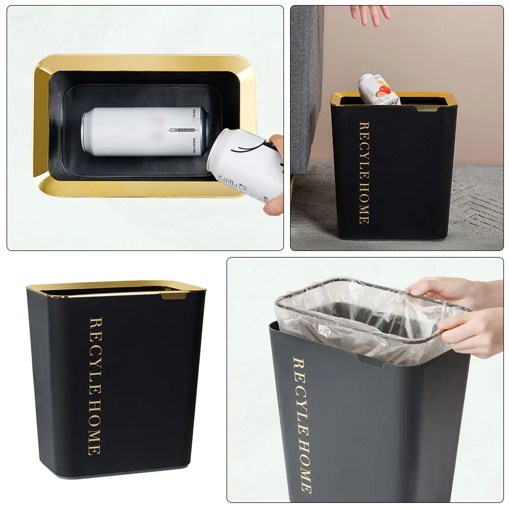 

1Pcs Square Waste Container 10L Thickened Material Nordic Garbage Can for Home Kitchen Bathroom Waste Paper Basket Room