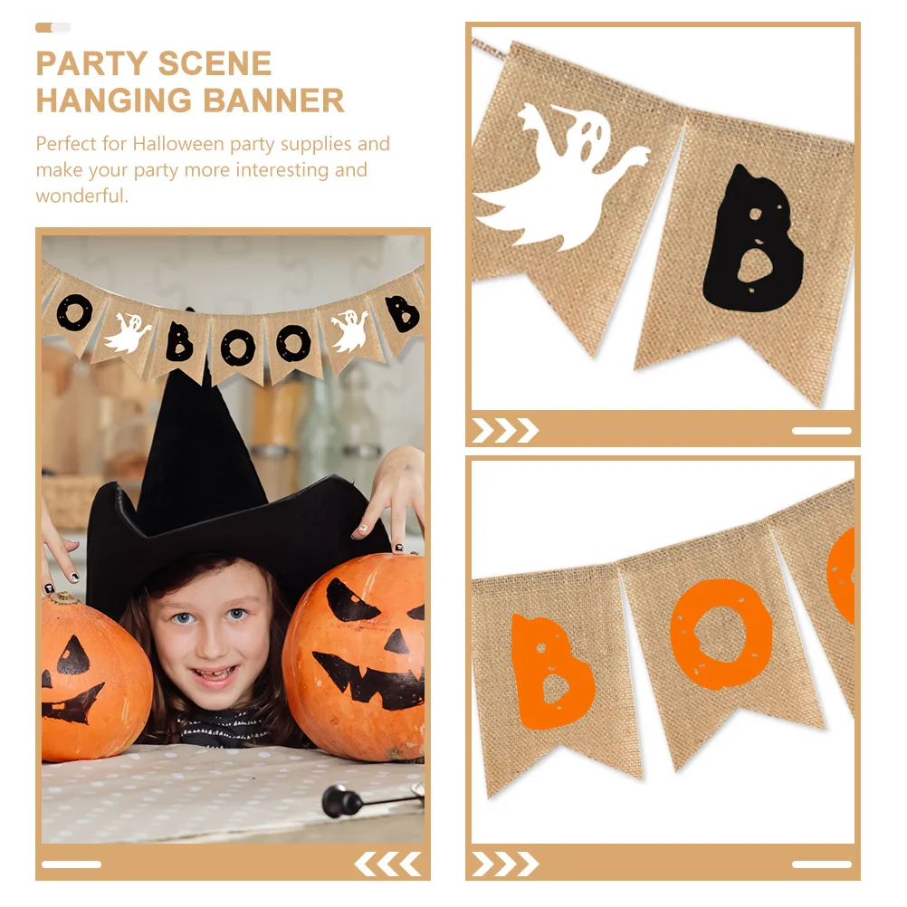 

3 Pcs Creepy Halloween Banner Decorative Props Household Party Decorations Burlap