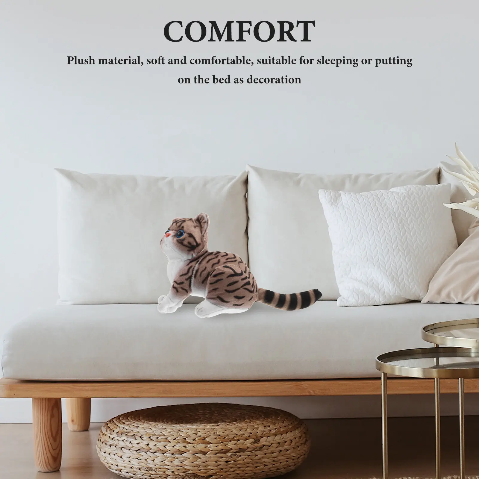 

Cute Cartoon Simulation Cat Soft Comfortable Stuffed Animal for Home Decor Lifelike Realistic Cat Figure for Girls Boys Adults