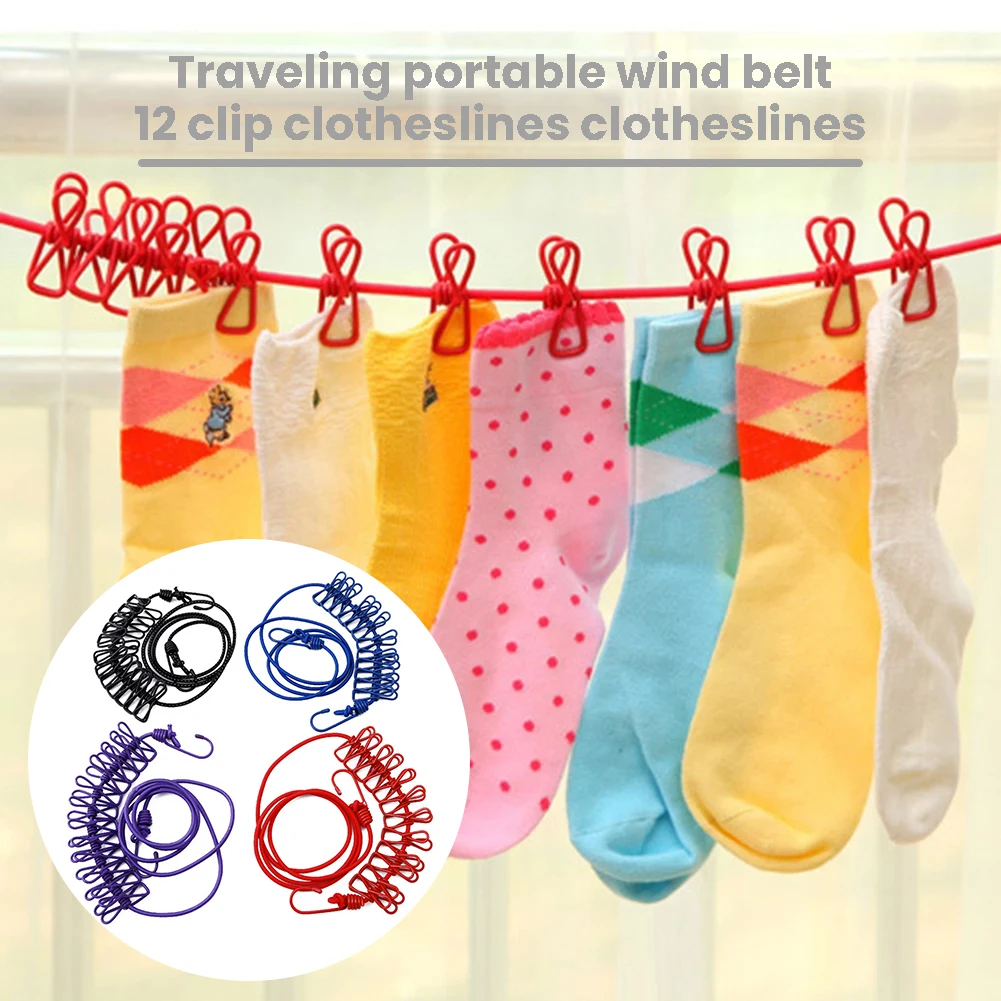 

Elastic Clothes Hanger Line Multifunctional Retractable Clothes Rope For Bathroom Balcony