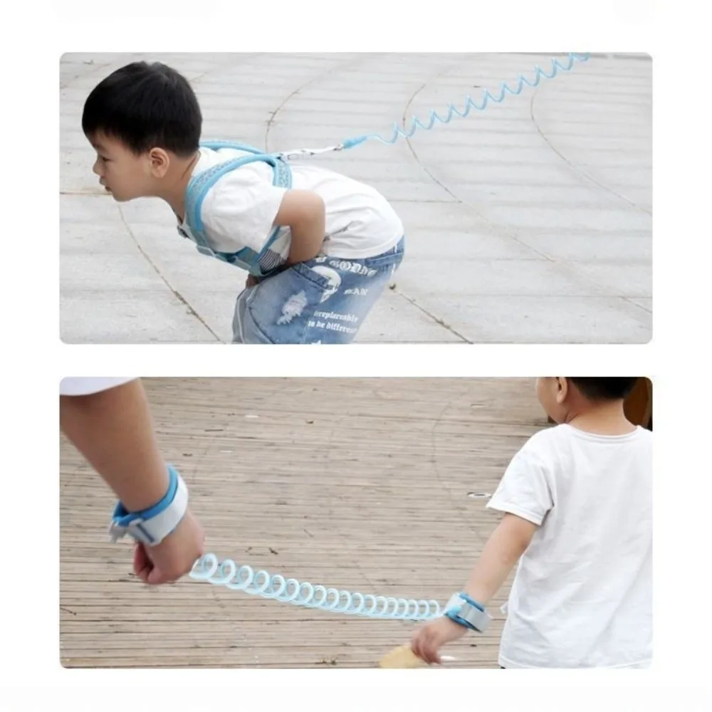 Reflective Child Anti Lost Wrist Link 2in1 Harness&Bracelet Loss Prevention Belt 2m with Spring Rope Toddler Harness Leashes