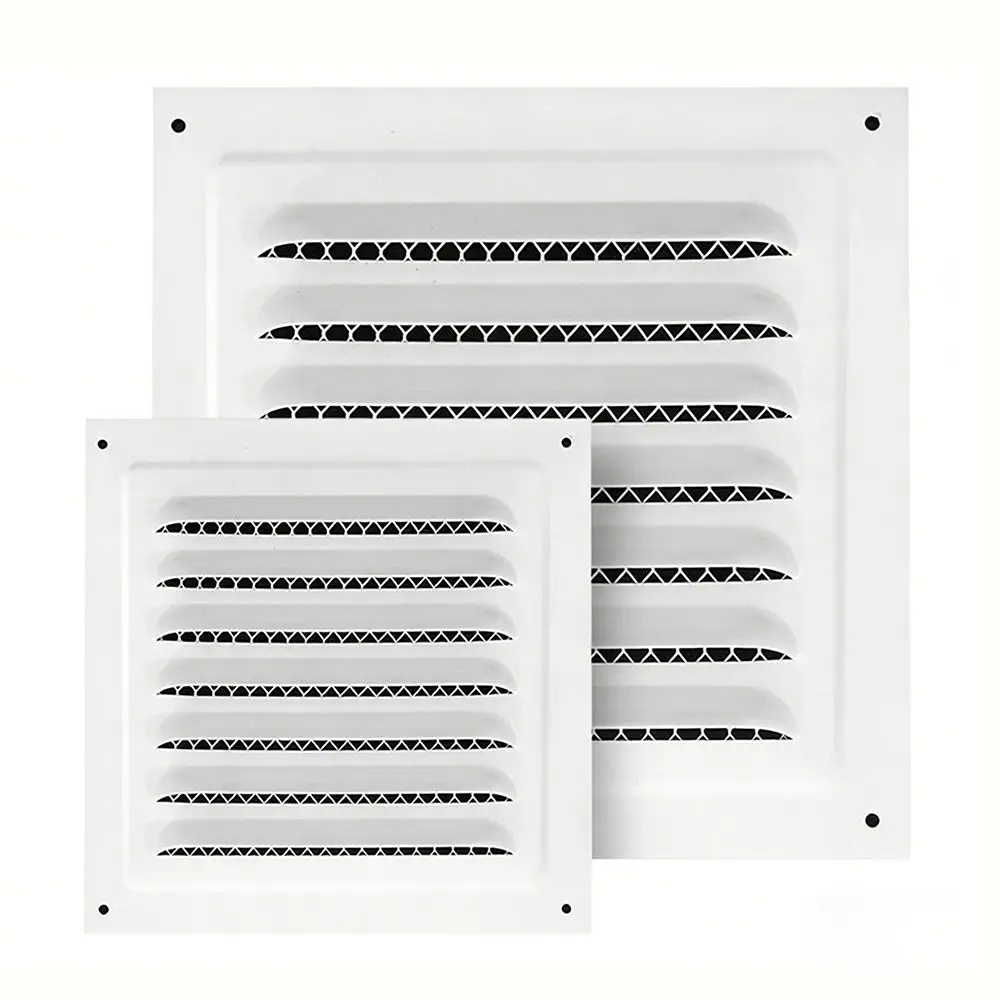 Stainless Steel Metal Vent Cover Built-in Insect Screen Square Grille Cover White Black Ventilation Covers Bathroom Home Office