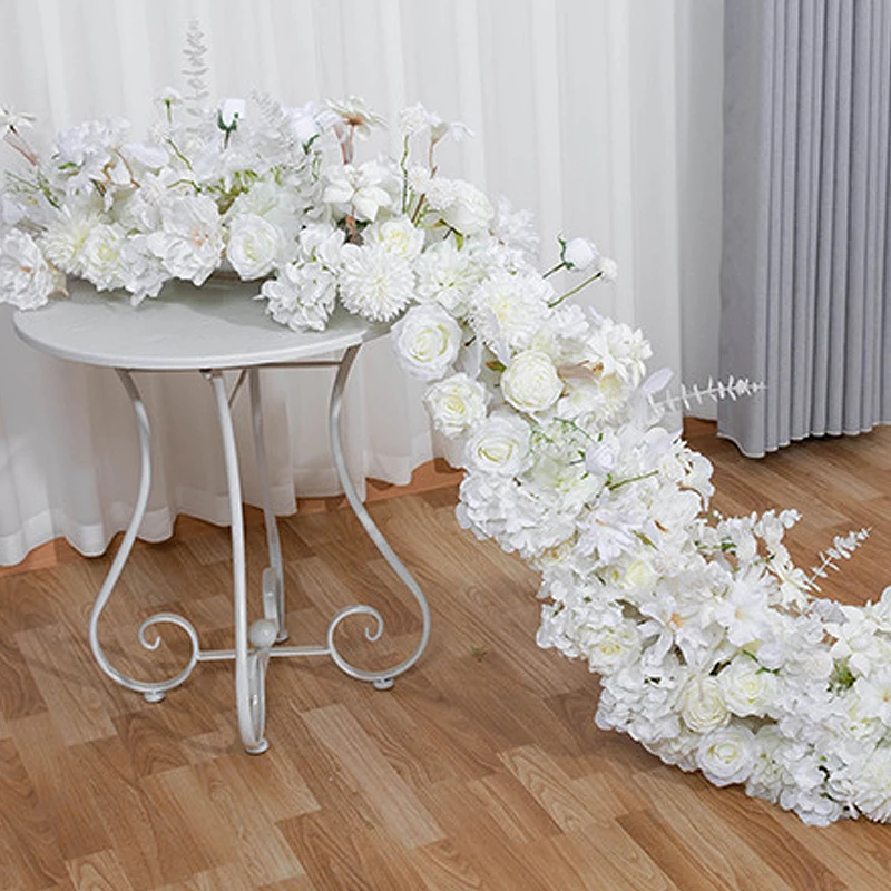 Artificial Flowers Long Runner Wedding Decoration Sofa Table Flower Row Floral Arrangement Decor Party Event Props Dinner Flower