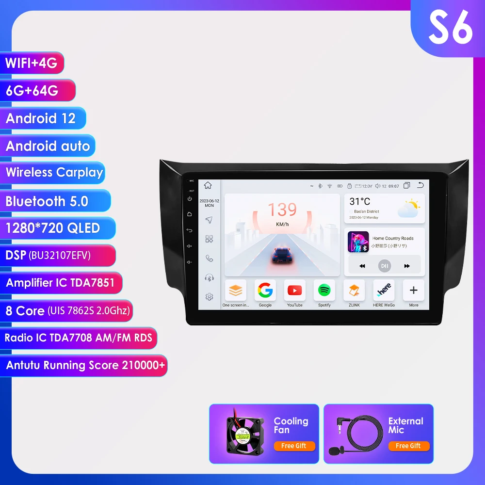 Android Auto Multimedia for Nissan Sentra B17 Car Stereo Player for Nissan Sylphy 12 2013 - 2018 Car Radio 2Din WiFi Carplay GPS