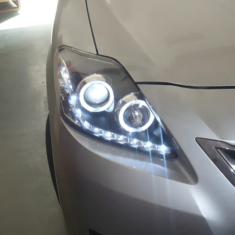 

Автомобильные фары для Toyota Vios 2008-2013, светодиодные передние лампы автомобиля в сборе, обновленный стиль «ангельские глазки», аксессуары для линз проектора с двумя линзами