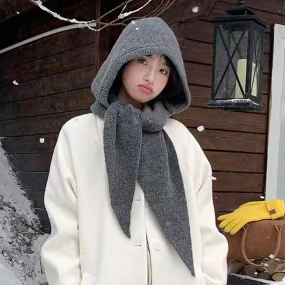 محبوك الشتاء بالاكلافا سميكة مقنعين قبعة غطاء حماية الأذن اكسسوارات الشتاء قطعة واحدة حماية الرقبة وشاح الطقس البارد