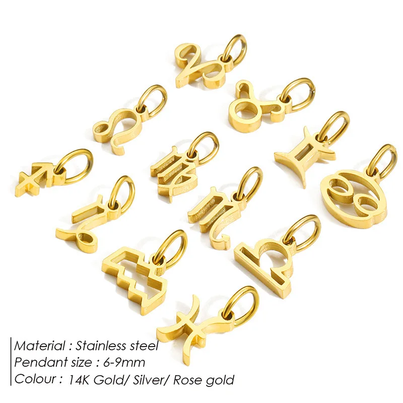 CARLIDANA Wasserdicht 316L Edelstahl 12 Sternzeichen Charms für Halskette oder Armbänder Gold Farbe Dropshipping Großhandel