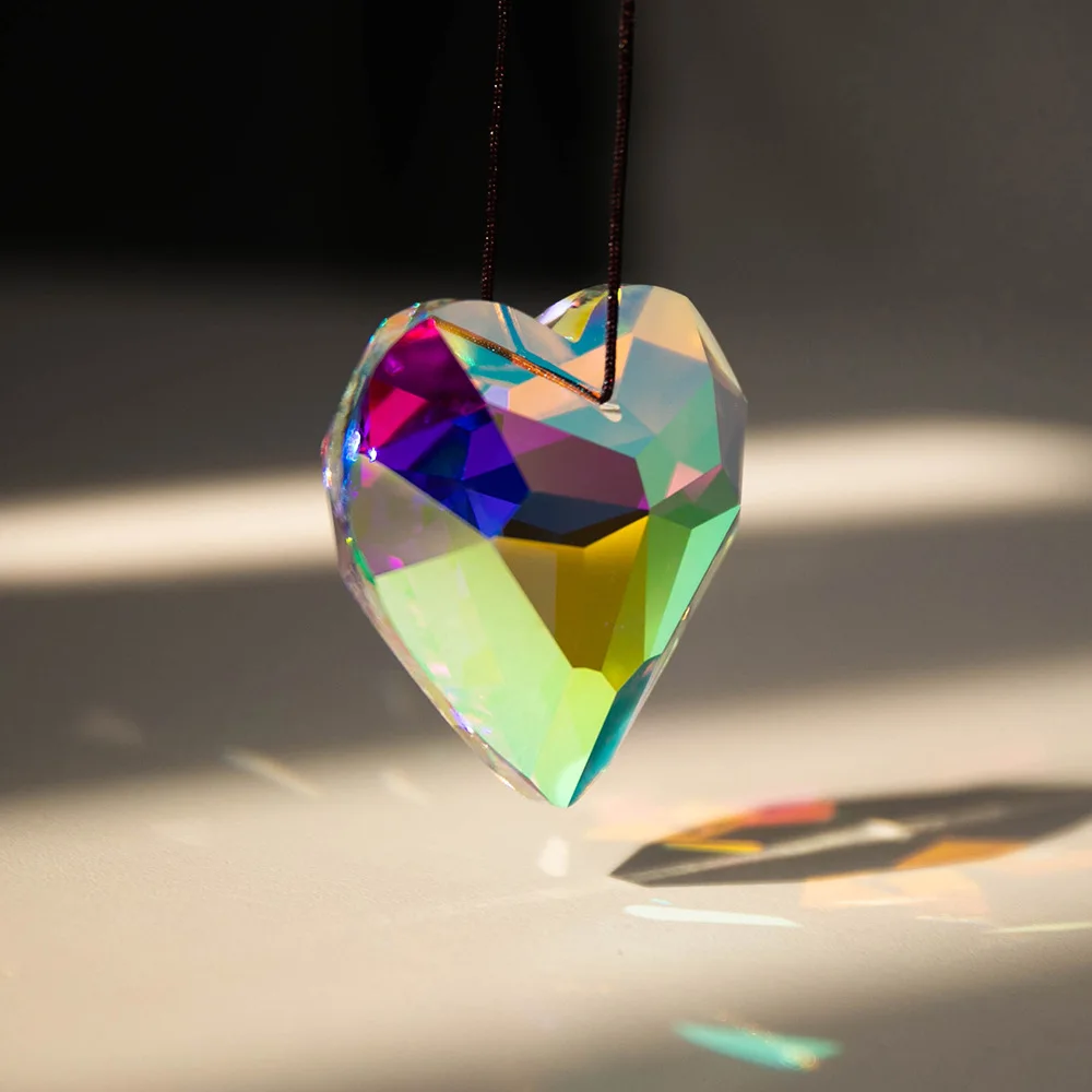 30/45mm Sun Catcher Heart Prism Pendant Hanging Decor Suncatcher Prism Hanging Decoration Rainbow Maker Children's Toys Gifts