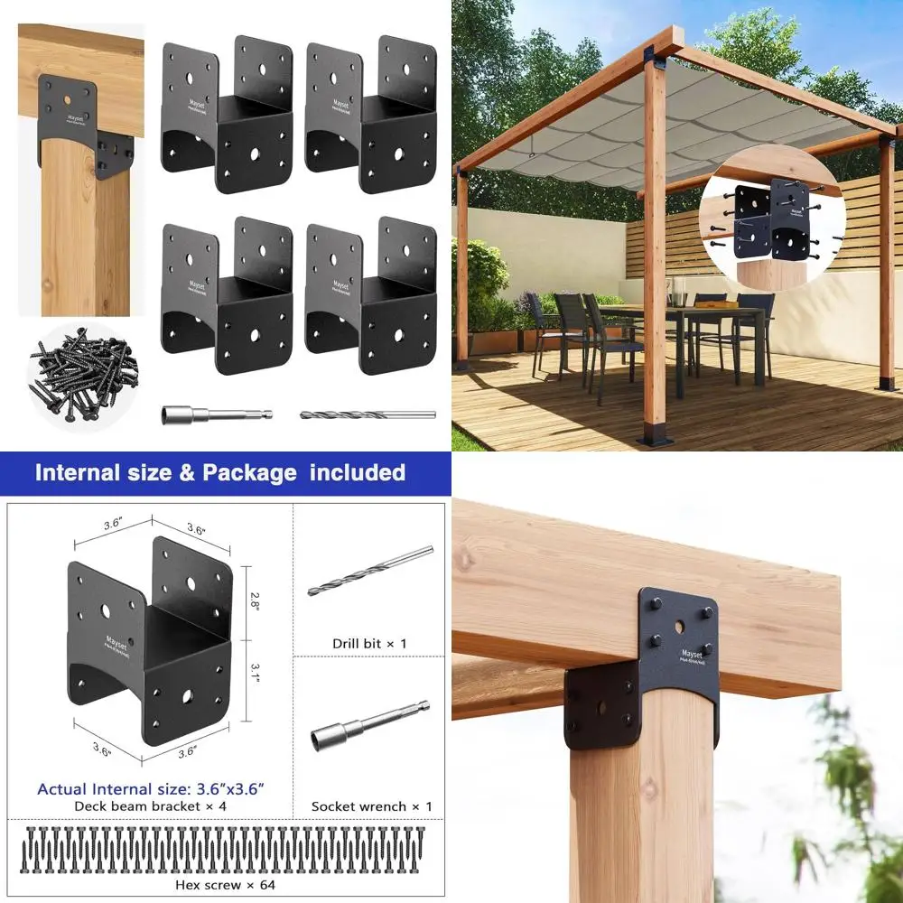 

Stainless Steel Post Anchor for Wood Beams, 4-Pack (4x4/4x6) Base Brackets