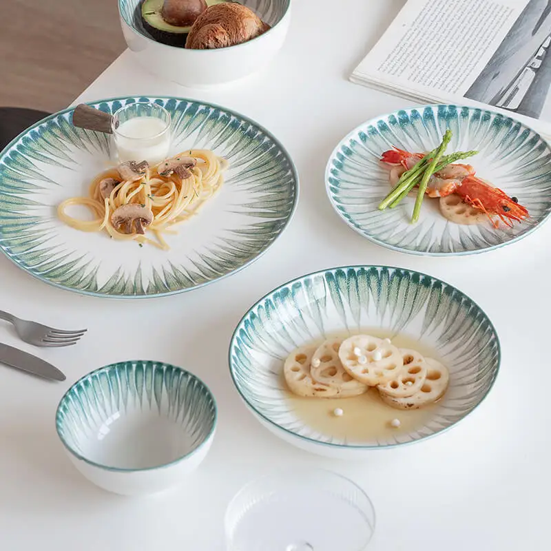 New Design Eco-friendly Durable Ceramic Porcelain Modern Fruit Pattern Hand-painted Dishwasher Safe BPA Free Customizable Bowl