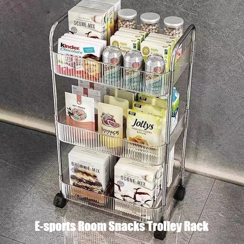 3 Layer Snacks Trolley Storage Rack Household Kitchen E-sports Room Spices Sundries Food Cosmetics Removable Shelf