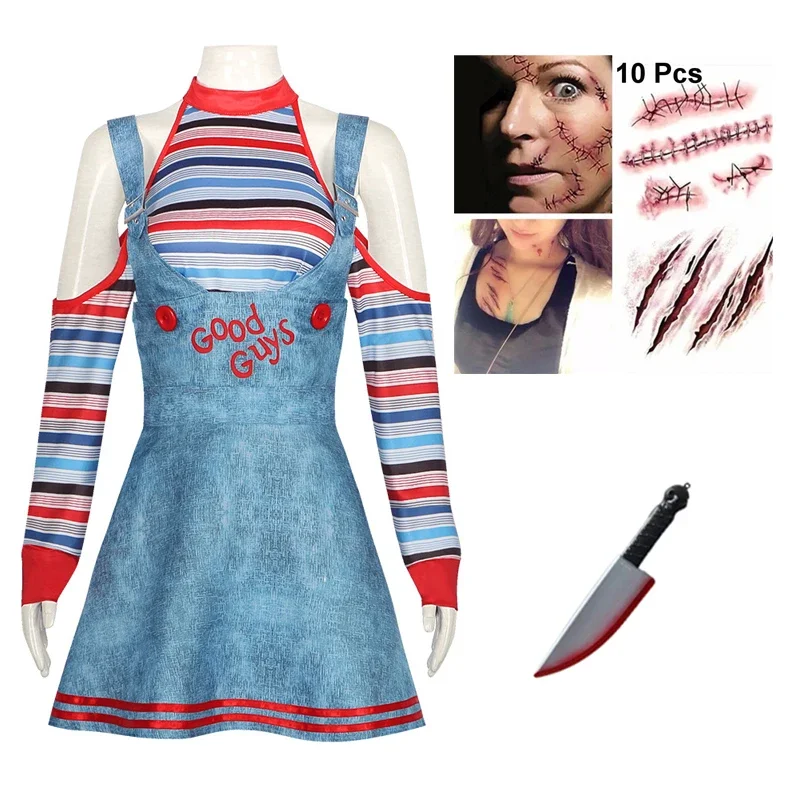 Halloween Spookpop Cosplay Chucky Kostuums Voor Vrouwen Outfit Volwassen Meisjes Fancy Jurken Carnaval Horror Ghost Pop Clown Kostuum