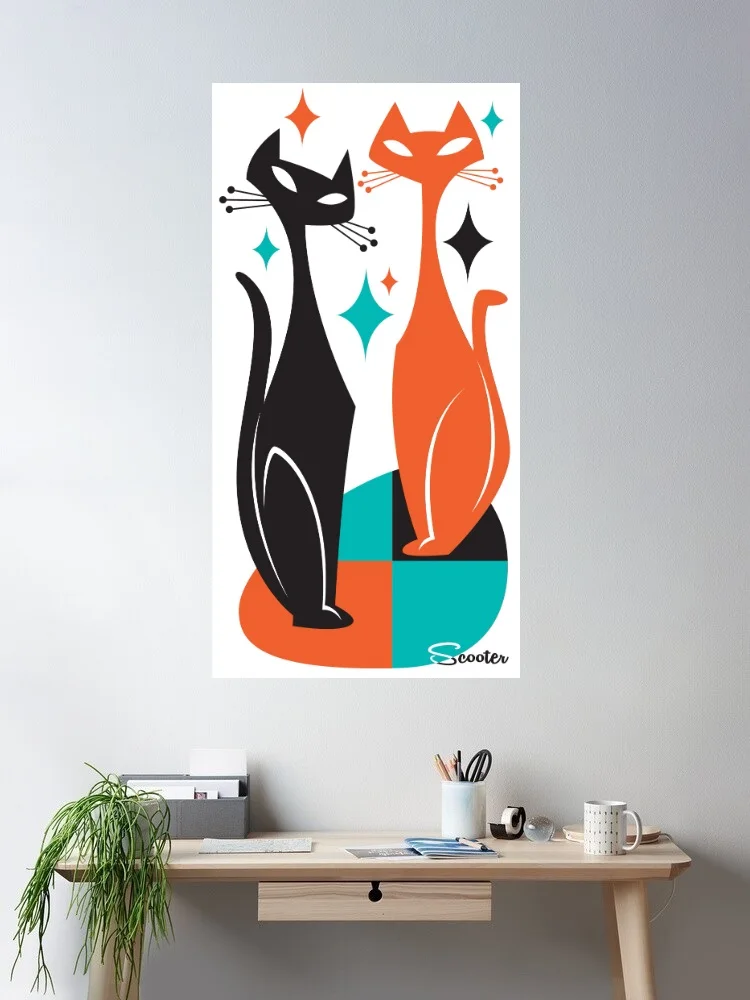 Art Scooter Sexton Cats Photo Canvas POSTER ,Home Decor Wall art painting