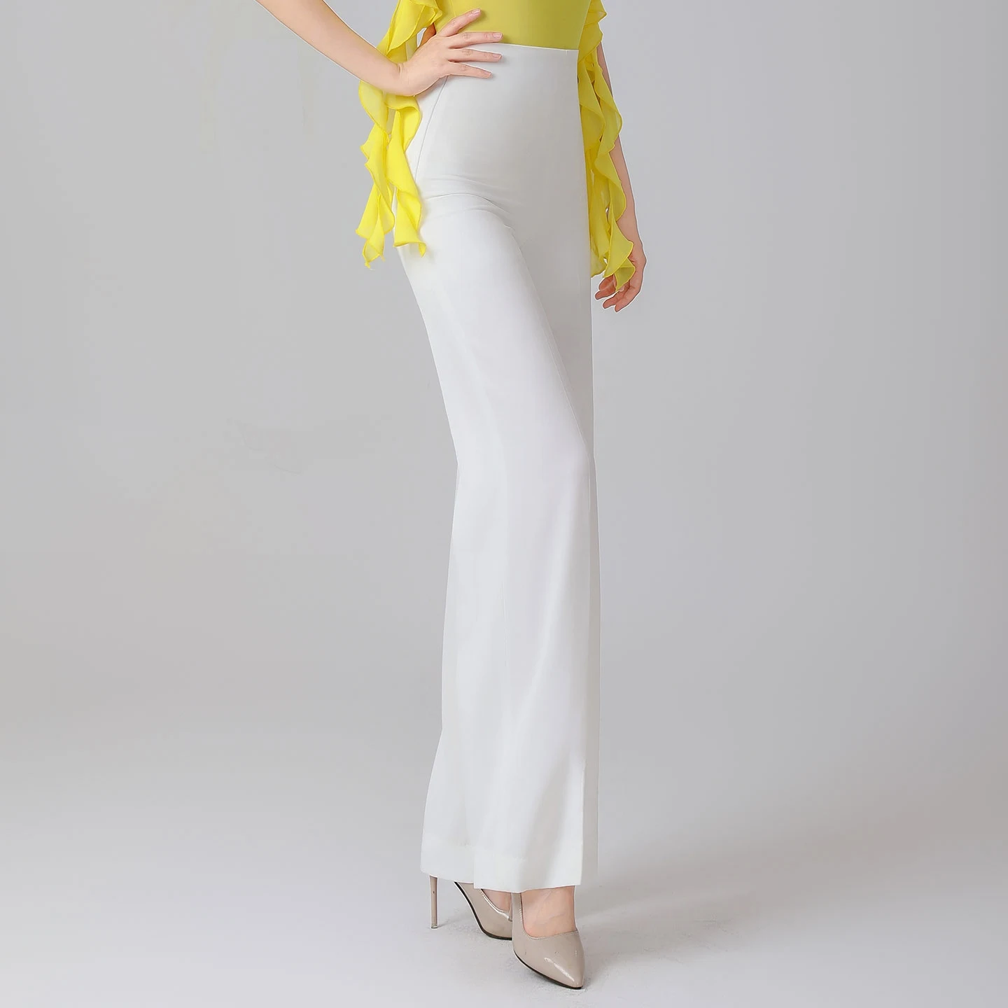 Pantalons de danse Standard National pour femmes, pantalons blancs de danse latine, taille haute, Costumes de spectacle de danse, pantalons de salle de bal, 2025 DN20702