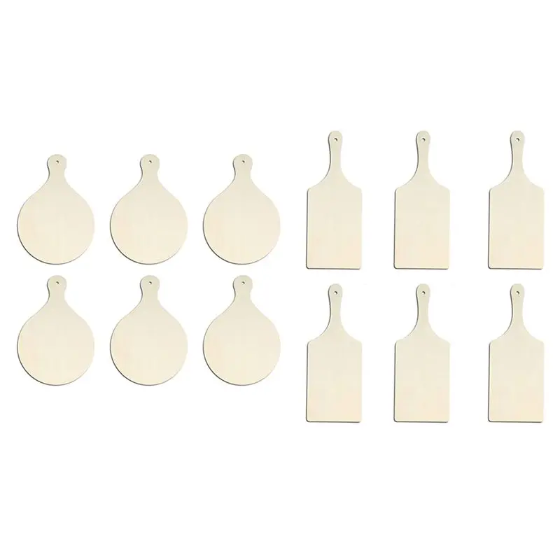 VEHO-36Pcs Mini Wooden Cutting Boards With Handle Wooden Cutting Board Unfinished Planks For Home Kitchen Cooking Decor
