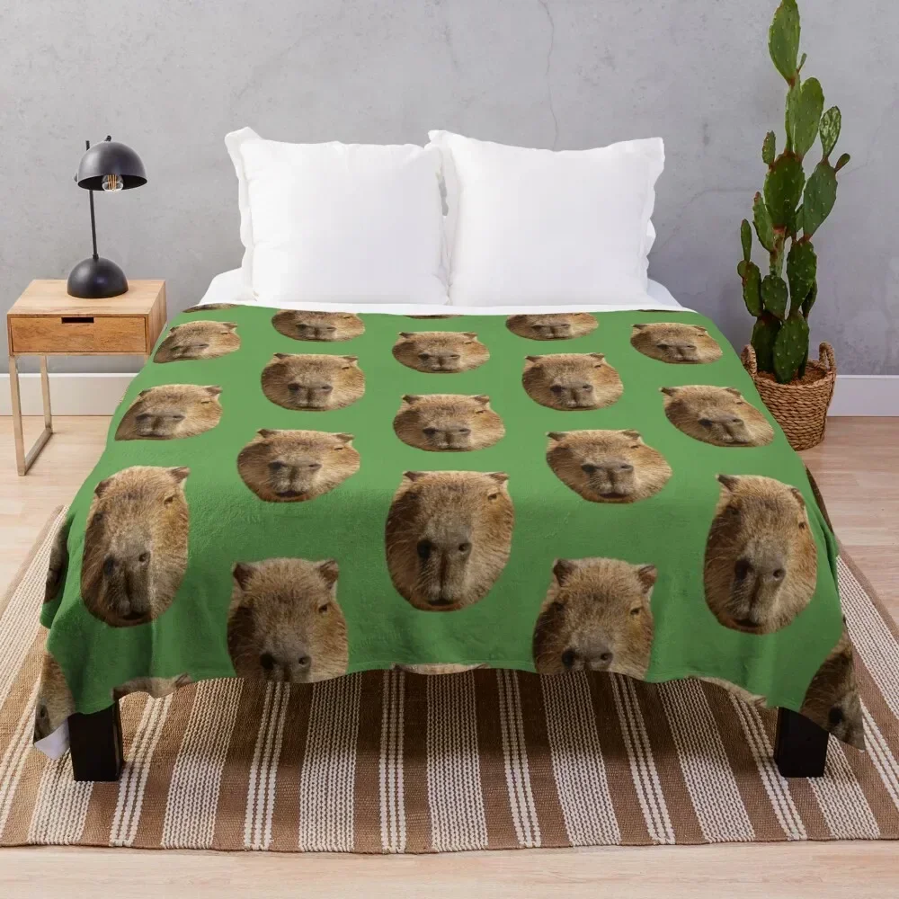 

Male Capybara face Throw Blanket Thin Soft Blanket for Summer Night Sleeping