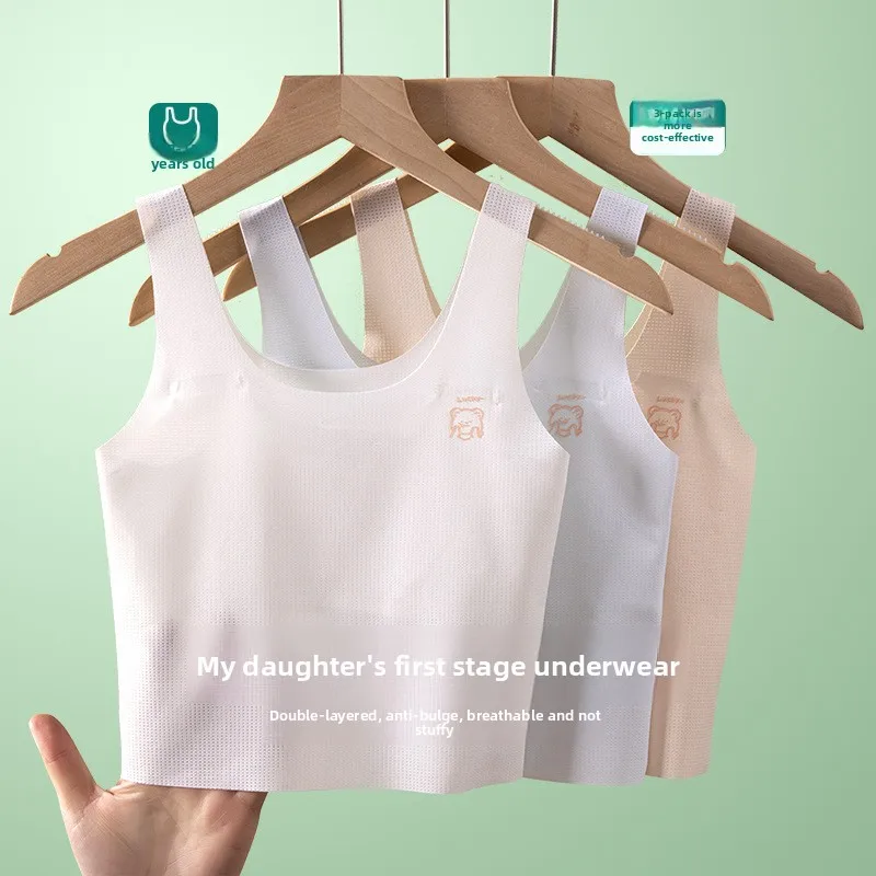 Summer Girls' Solid Color Breathable Underwear Little Tank Top Developing Woman's Vest Children's Bra First Stage Lady Brassiere