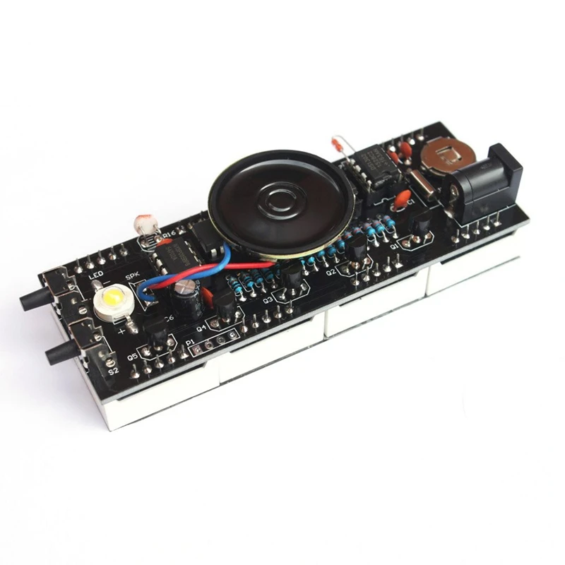 Abgr-compact digital led de 4 dígitos falando relógio kit diy controle de luz temperatura data hora vitrine transparente (verde)