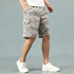 Heren Zomer Camouflage Bedrukte Geometrische Zakken Met Elastische Hoge Taille Casual Losse Sportbroek Preppy Stijl Shorts