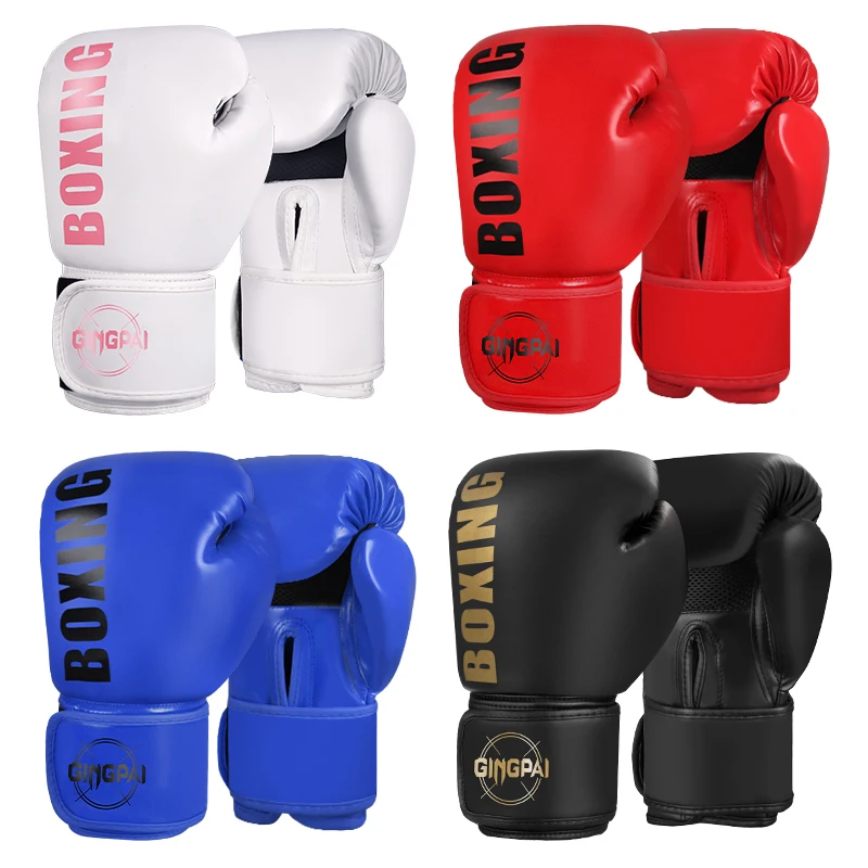 Gants de boxe professionnels en PU épaissi, accessoires d'entraînement, sanda, isotMuay Thai, MMA, gastronomie, 6 oz, 8 oz, 10 oz, 12oz