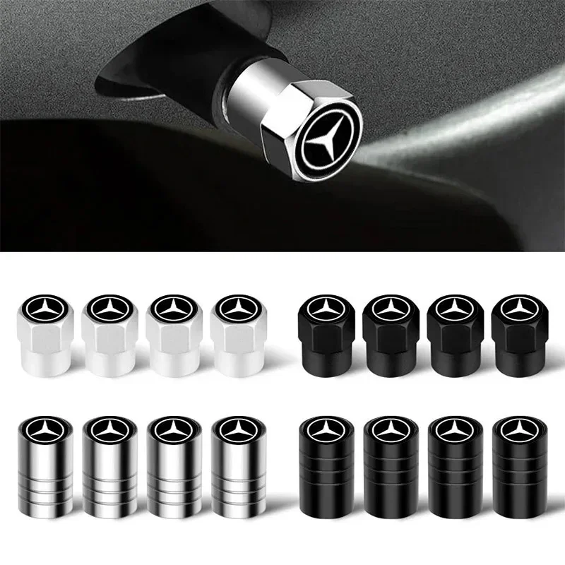4Pcs Styling Wheel Tire Valve Air Stem Cap Duust Covers For Mercedes Benz W210 W176 AMG CLS CLE CLA GLA GLB GLS Class A GLE W222