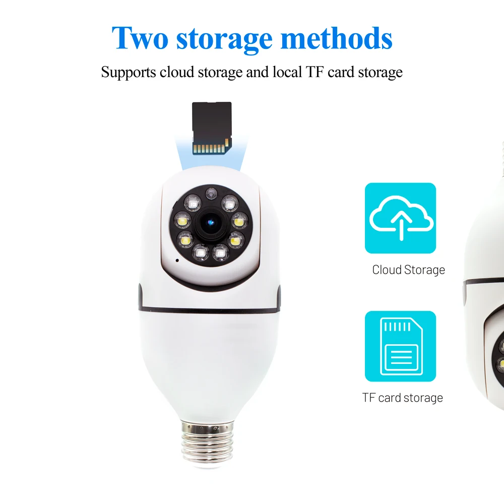 Imagem -06 - Wgwk hd 1080p E27 Lâmpada Wifi Câmera Inteligente Visão Noturna Monitor de Áudio em Dois Sentidos Rastreamento Humano para Proteção de Segurança ao ar Livre em Casa