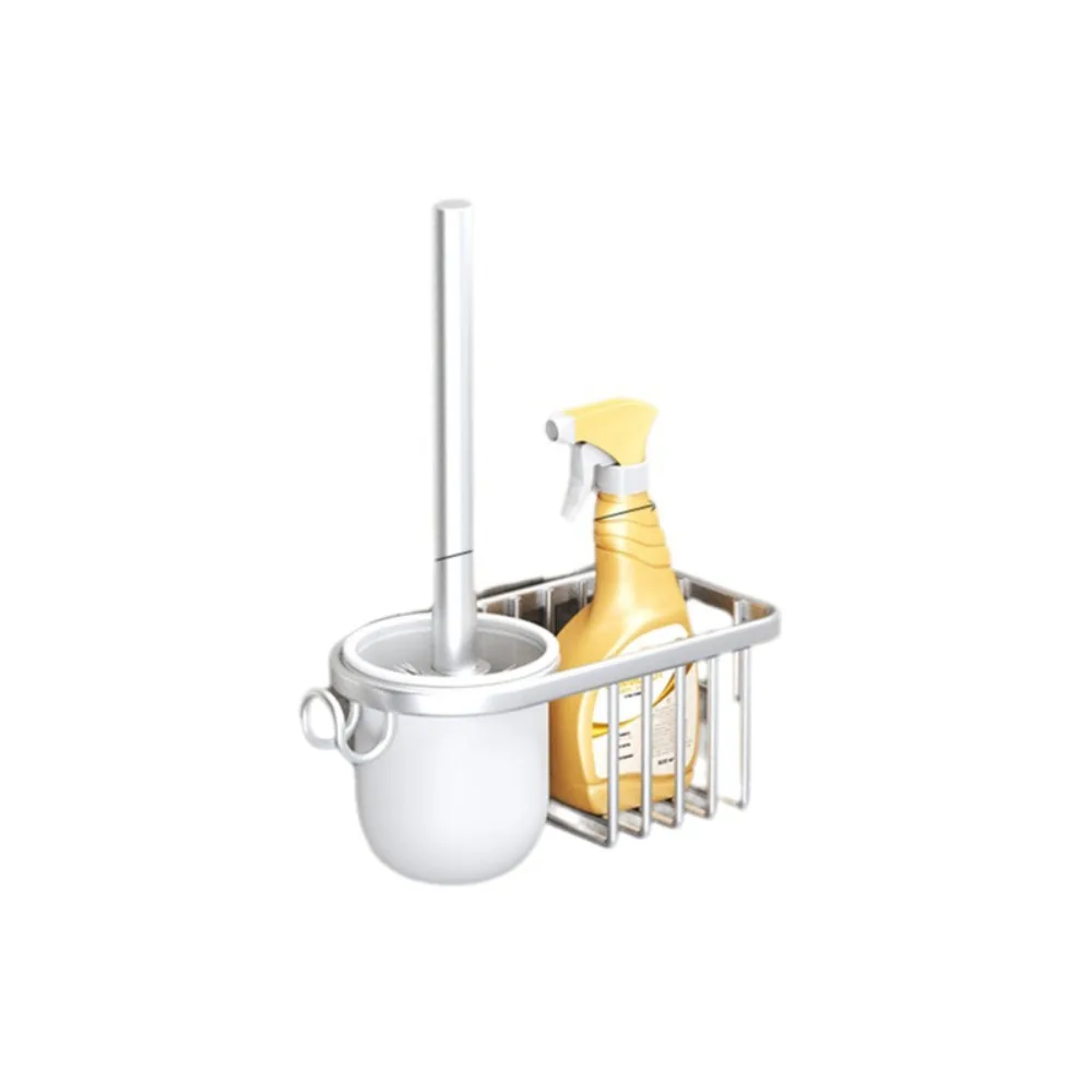

Rustproof Toilet Brush Holder Nail Free Installation with Hook Wall-Mounted Toilet Brush Hygienic No Dead Angle Toilet Brush
