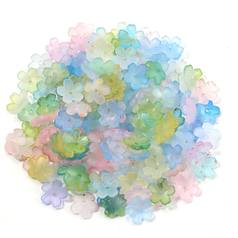 200 stks 11mm Acryl Bloemen Kralen Kleurrijke Vijf Bloemblaadjes Bloem Losse Kralen Voor Sieraden Maken DIY Ketting Oorbellen Accessoires