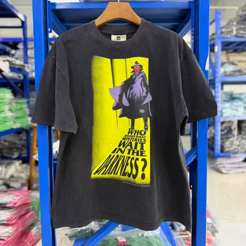 

Men's Vintage Washed Oversized T-Shirt Dark Mystery Print Streetwear Casual Gothic Cotton Tee