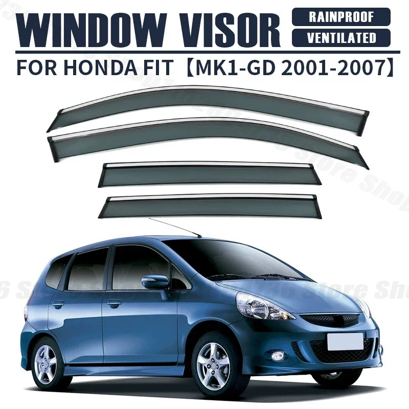 Window Visors For Honda Fit Hatchback MK1-GD Side Window Rain Guard Wind Deflector Weathershield Vent Visor for Car Windows