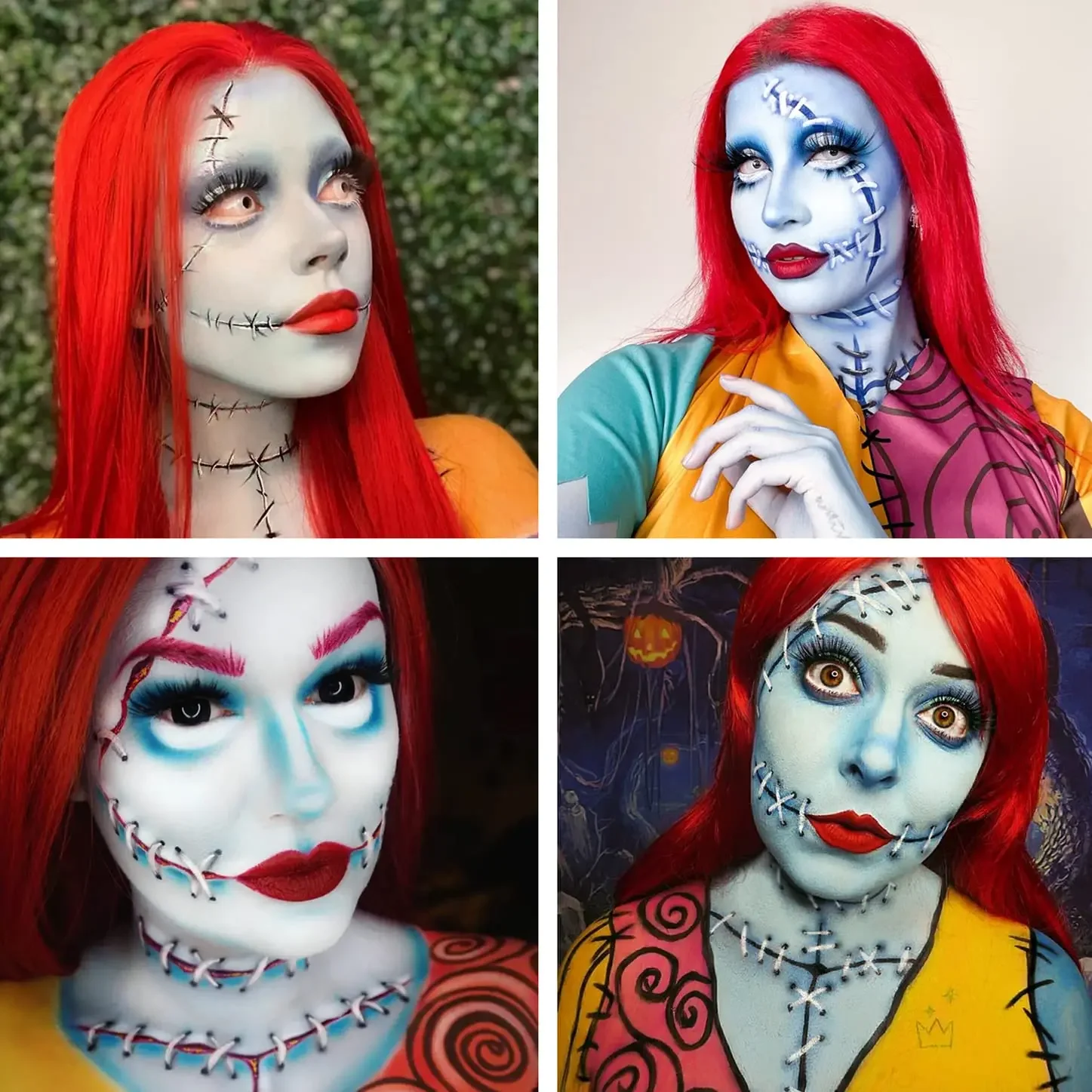Perruques synthétiques rouges Sally pour femmes, perruques de Cosplay longues rouges lisses pour fête, Costume d'halloween