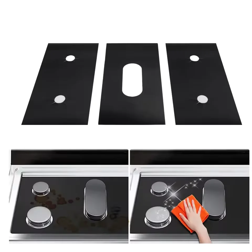 3Pcs Gas Stove Guard Mat Anti-Scratch Protection Pad Non-Stick Dirt-Resistant Cleaning Reusable Kitchen Accessory