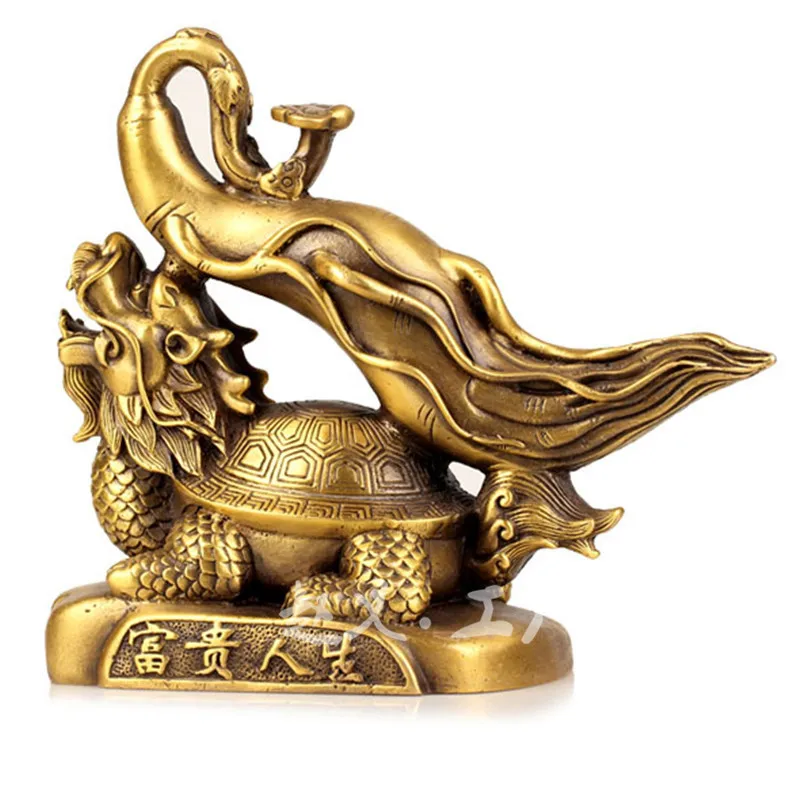 

Brass Dragon Turtle Ginseng Craft Ornament Home Decoration Office Decoration