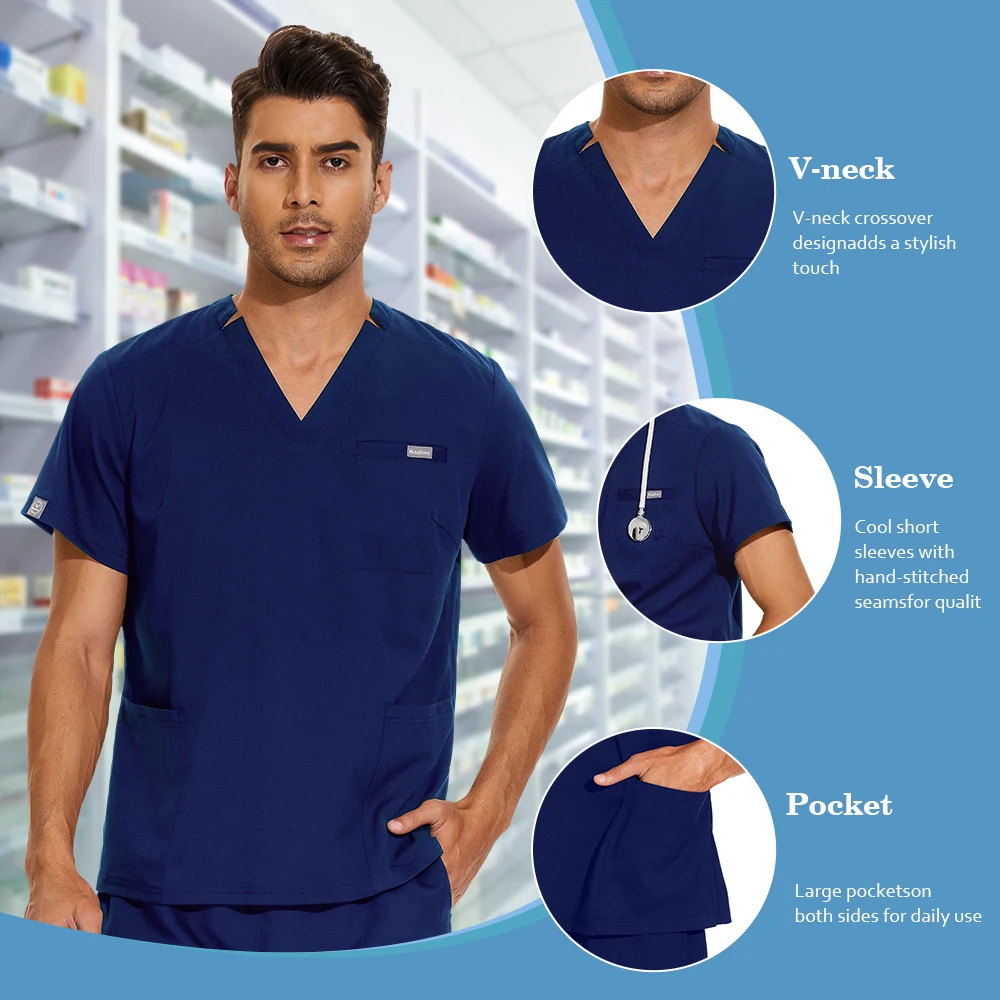 Uniforme cirúrgico médico unissex, Uniformes masculinos, Esfoliação veterinária dentista, preço de atacado, salão de beleza, nova moda