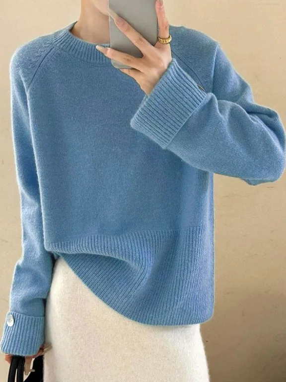 Faionable Oversized Long Sve round Ne Pullover Knitwear for Women Vintage Sle Loose Lazy Trendy Winter Top