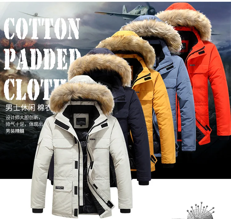 Winter 2026 New Fashion Men Solid Color Simple Basic Casual Trendy Daily Thicken Hooded Parka Male American Style Coats Tops