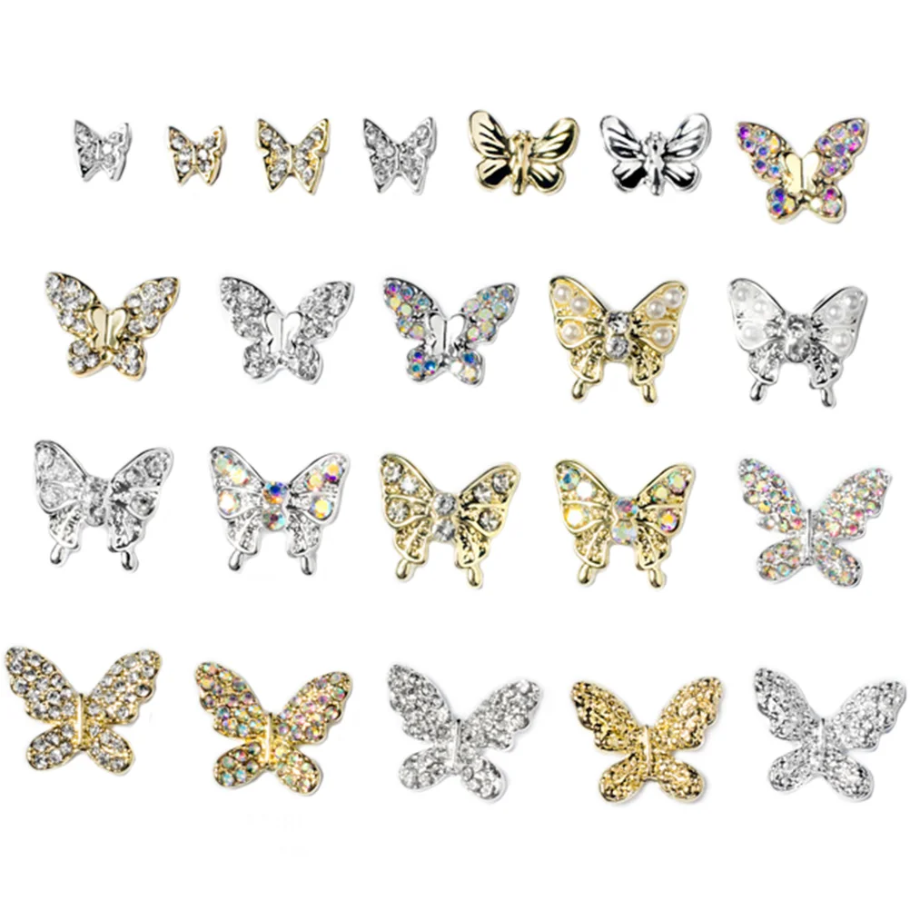 22 Pcs Nail Jewels Butterfly Rhinestones Cartoon Charms Butterflies Nails Small for