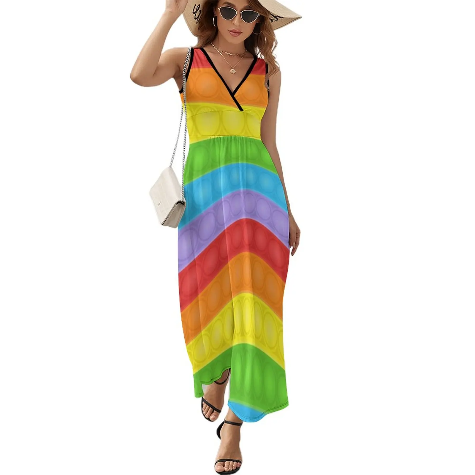 Pop It Fidget Art Rainbow Pattern Design Sleeveless Dress Women's summer dresses dresses with long sleeves