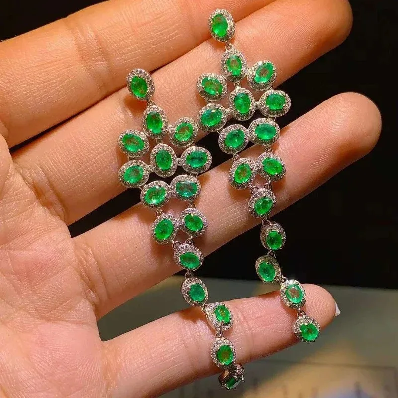 

Роскошные изумрудные модные серьги из серебра 925 пробы, необходимые украшения, распродажа, бесплатная доставка