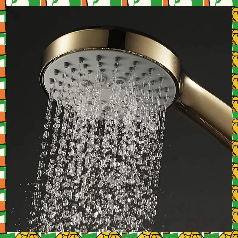 

Professional Tool 2X Brushed Gold Handheld High Pressure ABS Shower Head Water Saving Hand Shower Head 5 Function Rain Hand Held