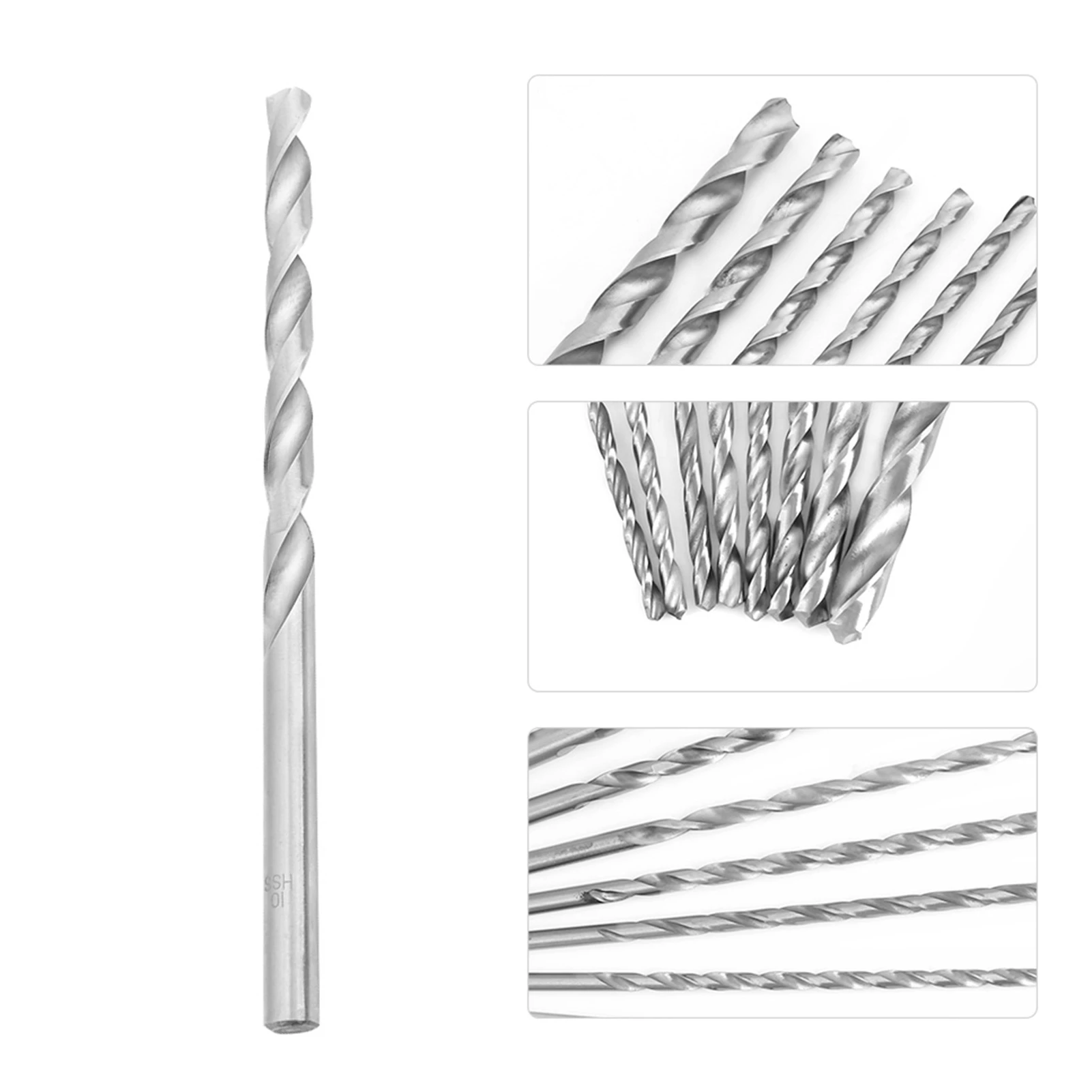 

HSS Drill Bit, 8pcs Extra Long High speed Steel Straight Shank Twist Drill Bit Tool 4-10mm For Wood
