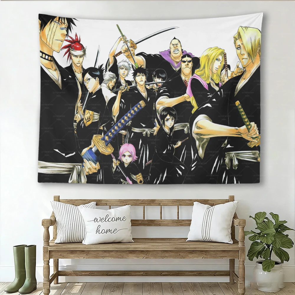Bleach Anime Wandteppich Ichigo K-Kurosaki Wandbehang Ästhetische Schlafzimmer-Wohnheim-Manga-Dekoration