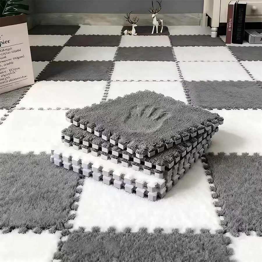 1-16PCS 30*30CM Soft Plush Children Rug Play Mat Puzzle Carpet Warm Playmat Interlocking Exercise Tiles Floor Carpet Decoration
