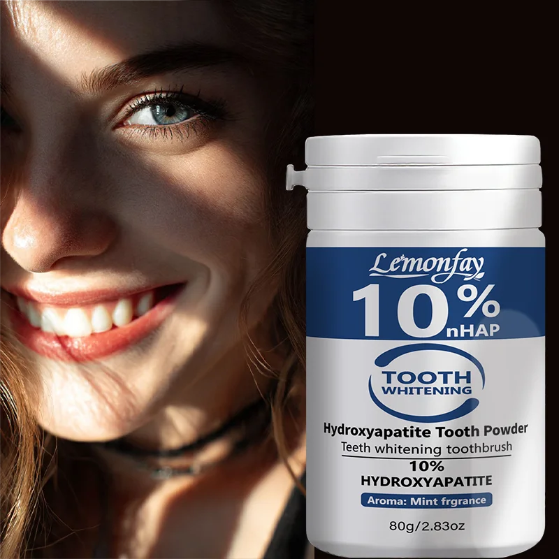 Lemonfay 10% NHAP Hydroxyapatite Tooth Powder, Mint Teeth Whitening Powder for Stain Removal & Gentle Cleaning