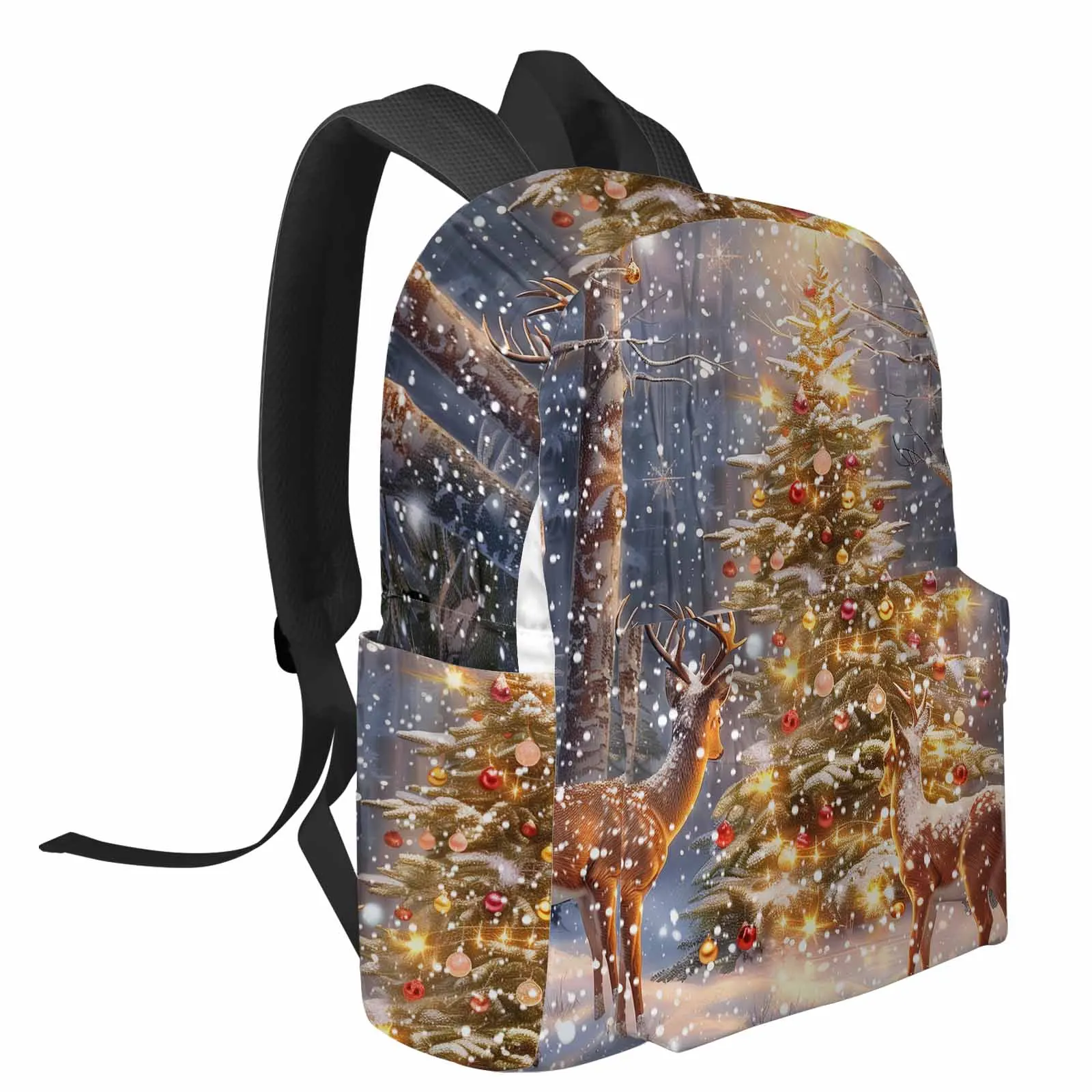 Deer Snow Christmas Tree Backpack School Bags for Teenagers Students Laptop Bag Women's Casual Travel Backpack