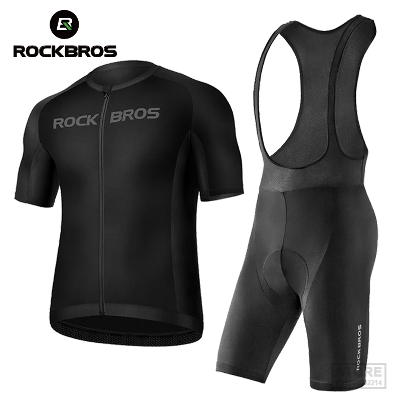 

ROCKBROS Cycling Jersey Bib Set MTB Uniform Bike Clothing Quick-Dry Short Bicycle Sleeve Summer Ciclismo