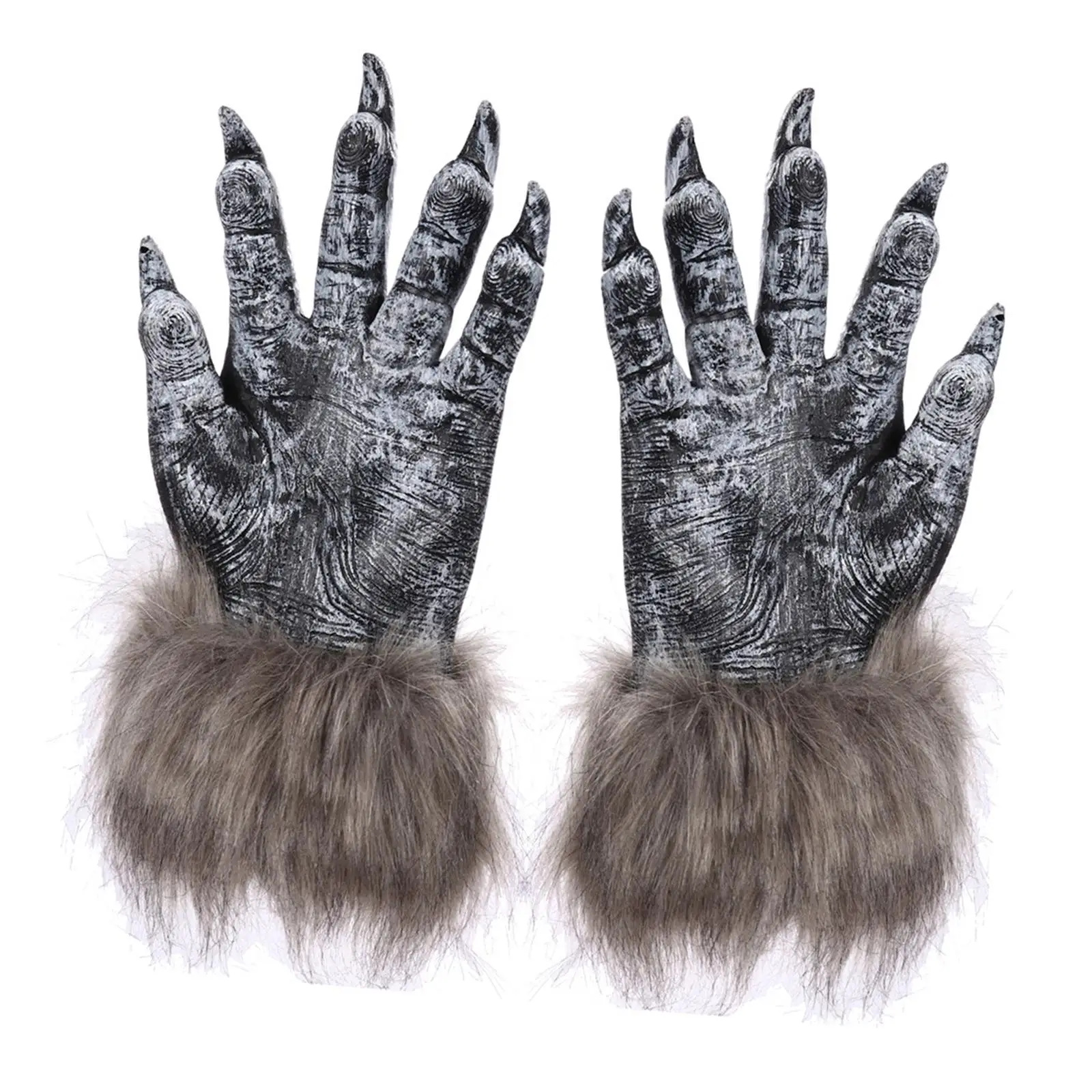 Creepy Halloween Wolf Gloves Werewolf Costume Mitts Fingernails Monster Hands Paws Claw for Accessories Cosplay Party Easter