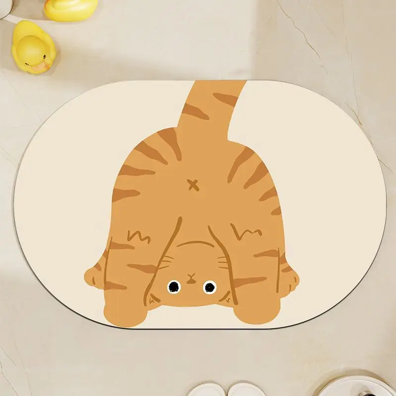 

Trendy Cartoon Cat Diatom Mud Floor Mat Toilet Dirty Mat Toilet Non-slip Mat Bathroom Absorbent Quick-drying Mat